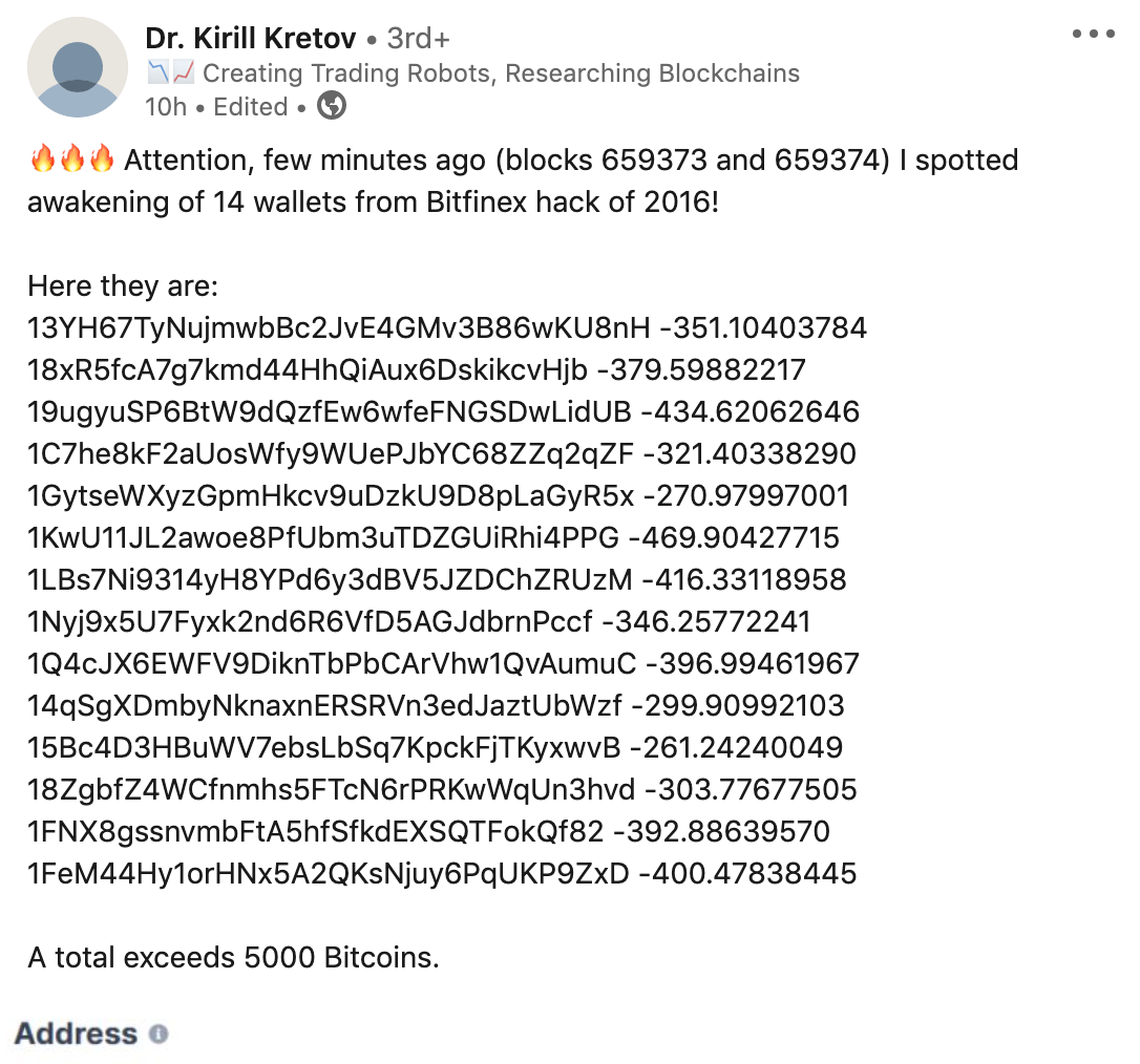 BTC 破新高，駭客開始移動在2016 得手的「23 億美元」BTC – 桑幣區識Zombit