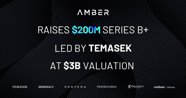 Amber Group 完成 2 億美金 B+ 輪融資，淡馬錫領投，估值升至 30 億美金