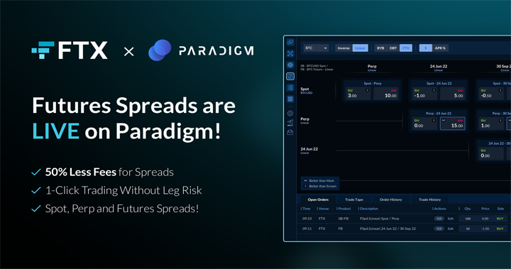 FTX 和流動性整合平台 Paradigm 共推「一鍵式價差交易」產品，讓用戶一鍵套利和避險