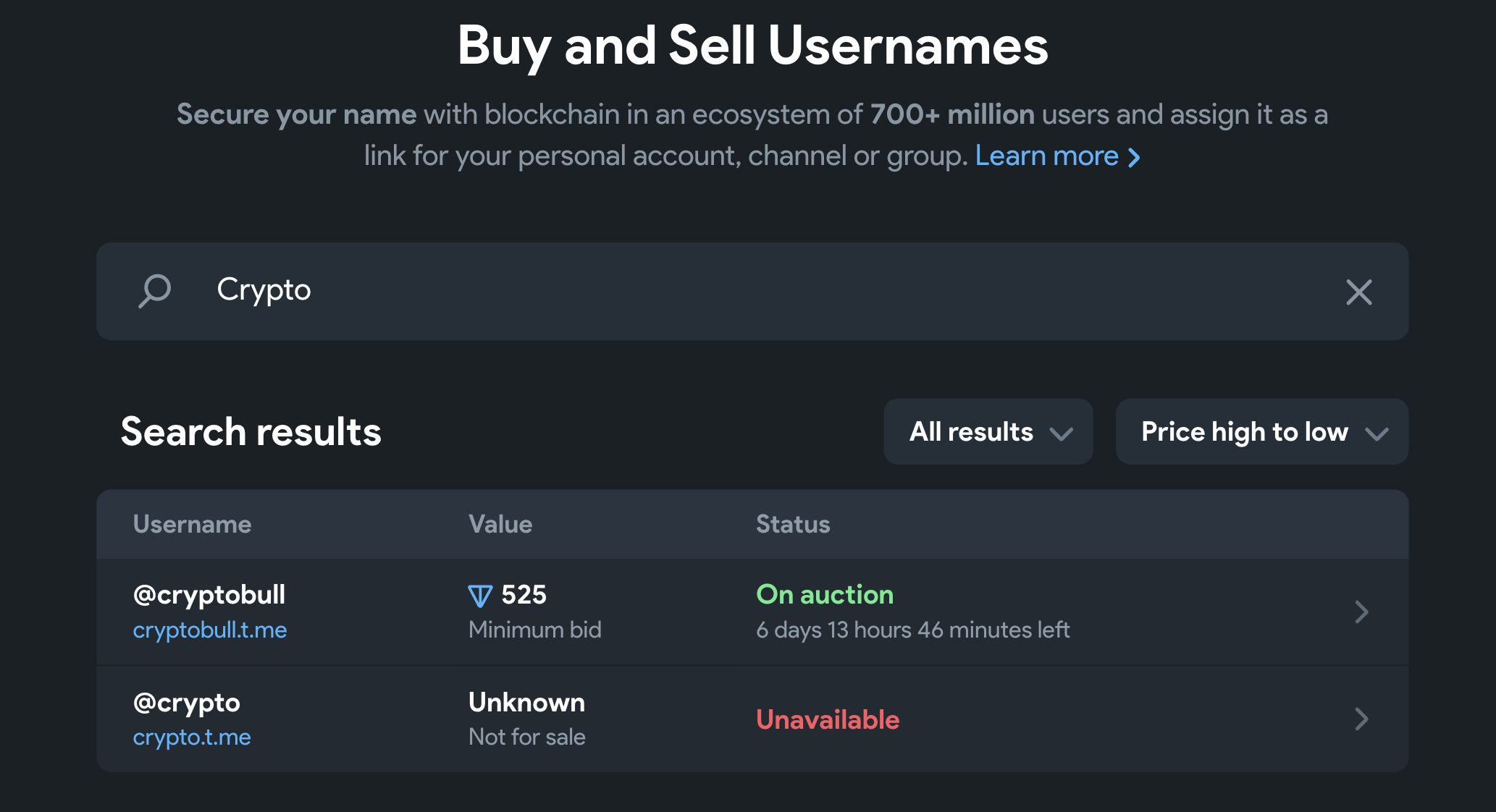 Telegram 正式上線用戶名拍賣市場 Fragment，唯一支援 Toncoin 代幣支付！