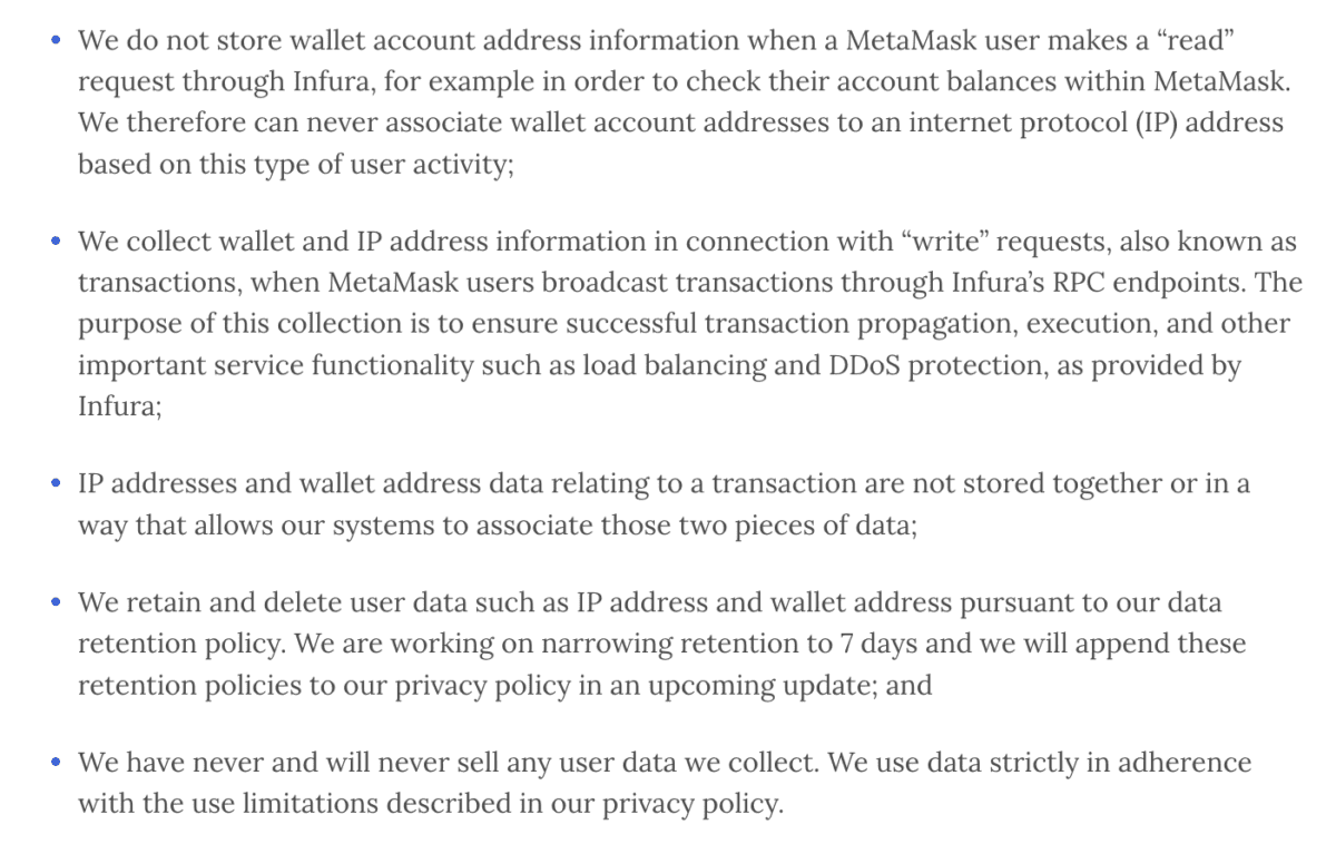 ConsenSys 稱用戶IP 地址與錢包數據最多保留7 天；Phantom：我們不儲存也無法識別用戶IP 地址– 桑幣區識Zombit