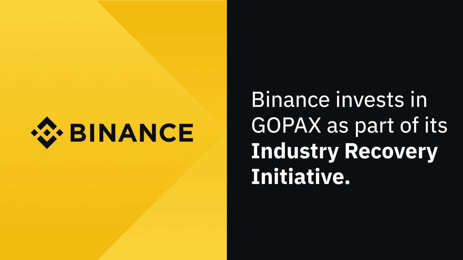 幣安透過行業復興計劃完成對韓國加密資產交易平台 GOPAX 的投資