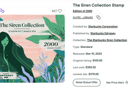 星巴克推出其首個付費 NFT 系列 The Siren Collection，發售後不到 20 分鐘即售罄