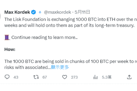 Lisk 基金會計劃在未來十週陸續將 1000 顆比特幣換成以太幣
