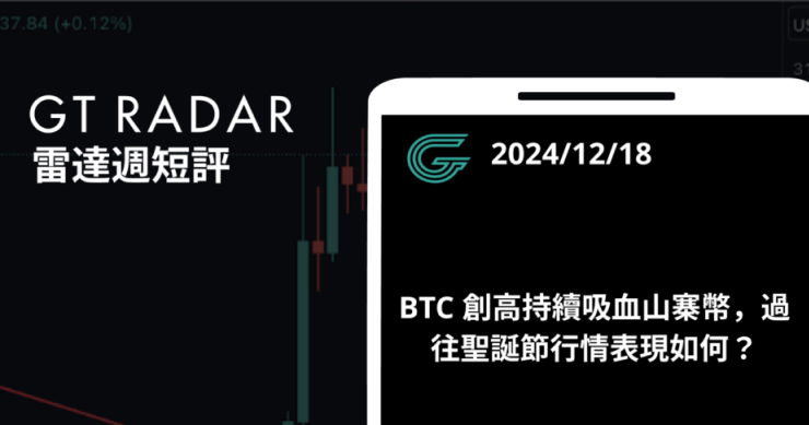 GT Radar 雷達週報 12/18：BTC 創高持續吸血山寨幣，過往聖誕節行情表現如何？