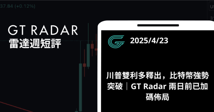 GT Radar 雷達週報 4/23：川普雙利多釋出，比特幣強勢突破｜GT Radar 兩日前已加碼佈局