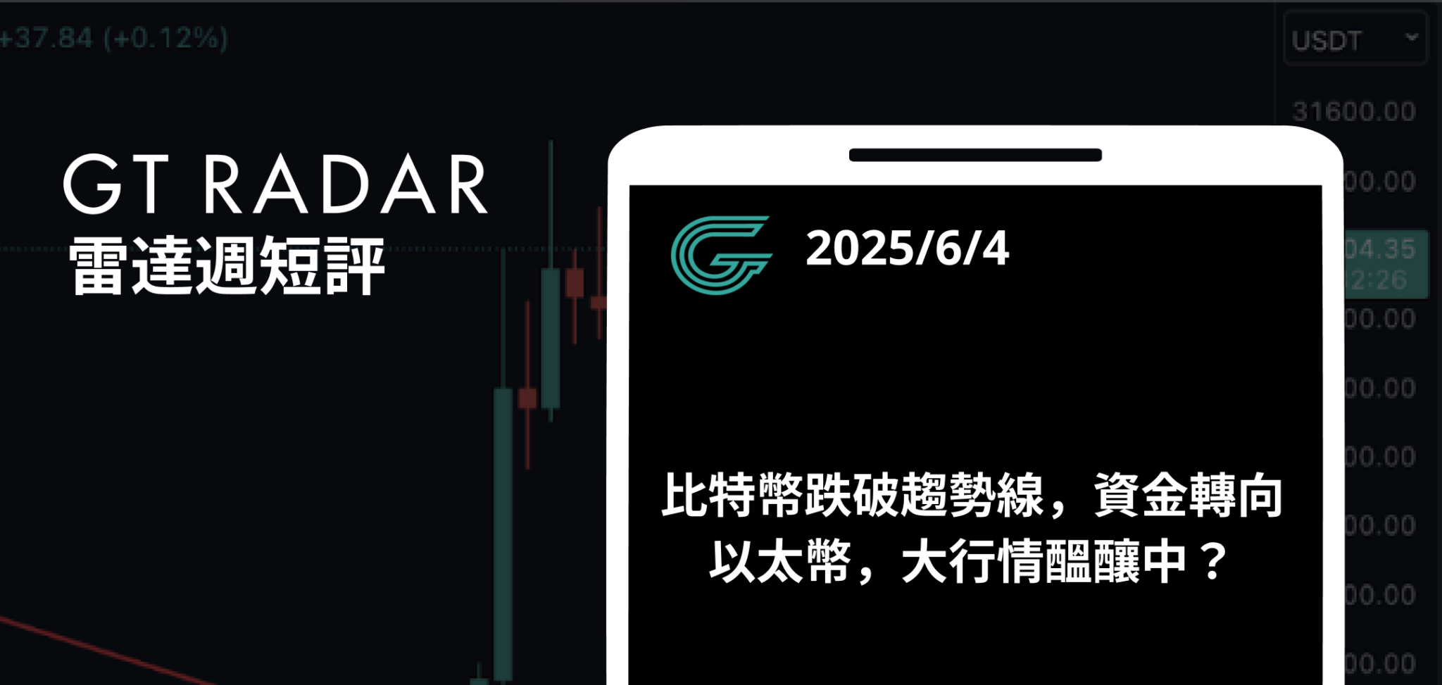 GT Radar 雷達週報 6/4:比特幣跌破趨勢線,資金轉向以太幣,大行情醞釀中