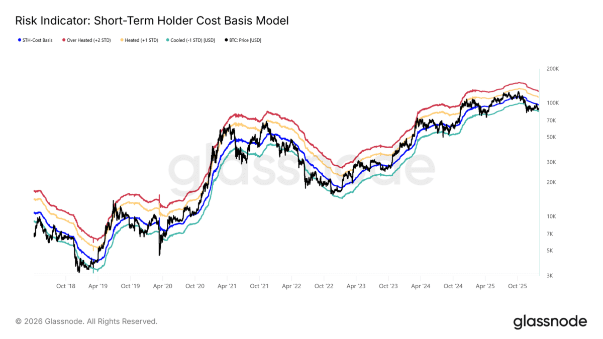 Glassnode studio risk indicator short term holder cost basis model 4 1